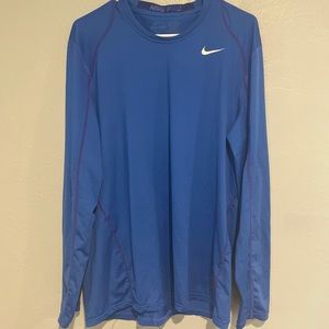 Nike Pro Fitted Dri Fit Blue Long Sleeve